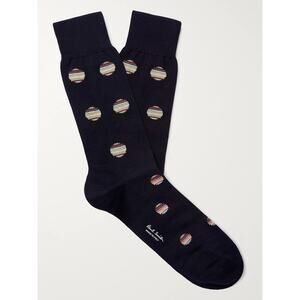 NWT Paul Smith Men's Multi Stripe Spot socks, dark navy. Made in Italy.